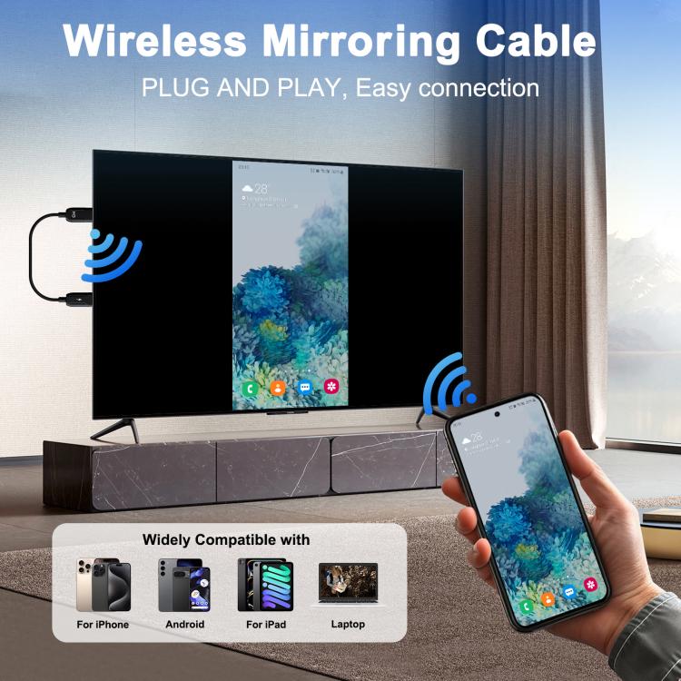 USB-A to HDMI HD Screen Mirroring Cable Wireless Screen Mirroring Converter Cable with Adapter, 70cm