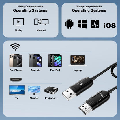 USB-A to HDMI HD Screen Mirroring Cable Wireless Screen Mirroring Converter Cable with Adapter, 70cm