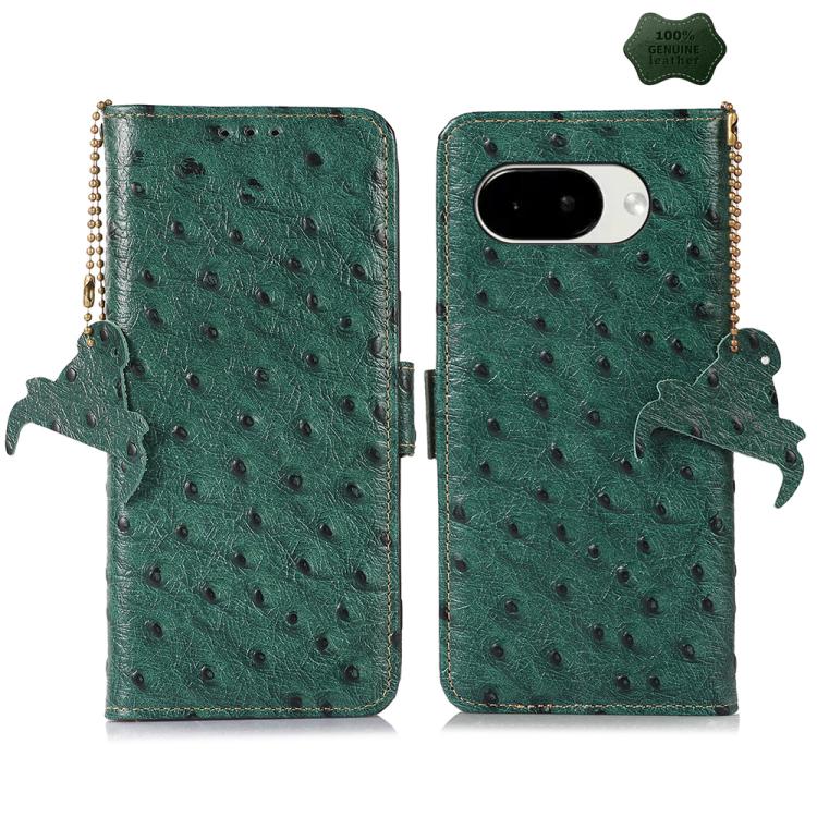 Ostrich Pattern Genuine Leather RFID Phone Case, For Google Pixel 10a