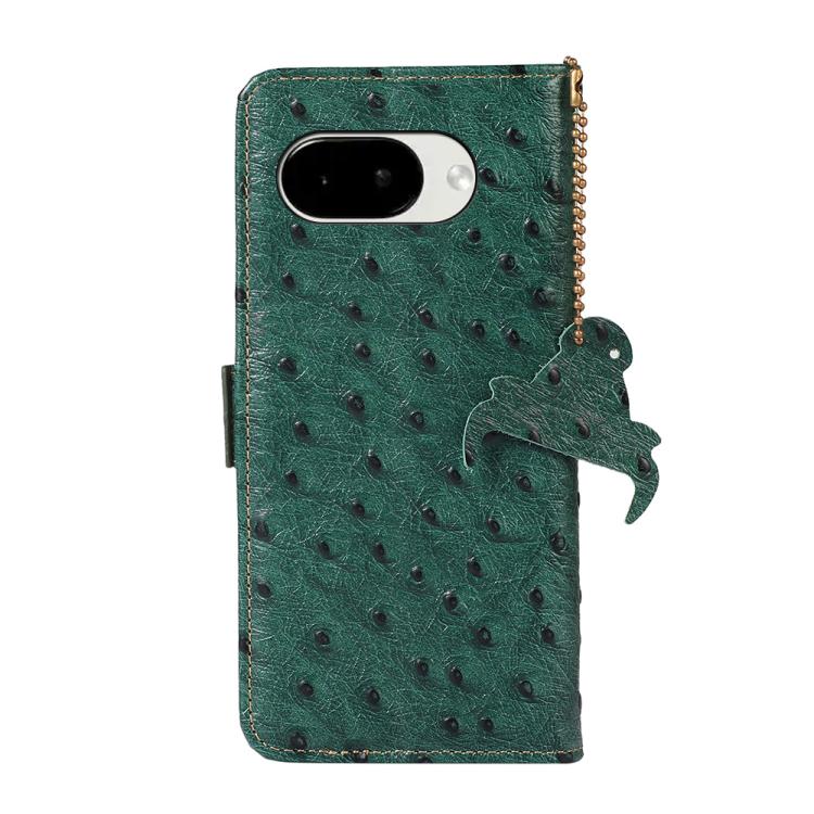 Ostrich Pattern Genuine Leather RFID Phone Case, For Google Pixel 10a