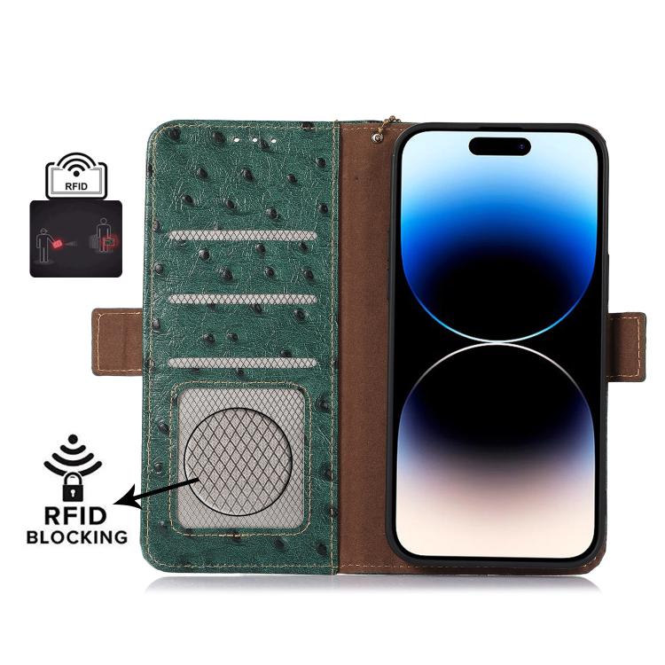 Ostrich Pattern Genuine Leather RFID Phone Case, For Google Pixel 10a
