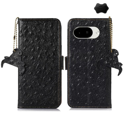 Ostrich Pattern Genuine Leather RFID Phone Case, For Google Pixel 10a