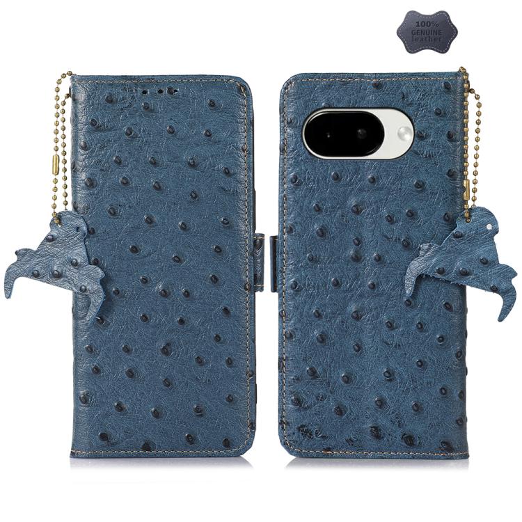 Ostrich Pattern Genuine Leather RFID Phone Case, For Google Pixel 11 Pro XL, For Google Pixel 11 / 11 Pro, For Google Pixel 10a