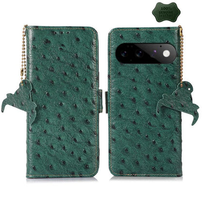 Ostrich Pattern Genuine Leather RFID Phone Case, For Google Pixel 11 Pro XL, For Google Pixel 11 / 11 Pro, For Google Pixel 10a