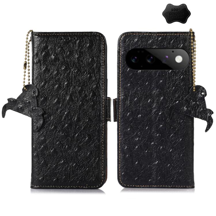 Ostrich Pattern Genuine Leather RFID Phone Case, For Google Pixel 11 Pro XL, For Google Pixel 11 / 11 Pro, For Google Pixel 10a