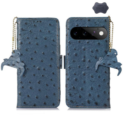 Ostrich Pattern Genuine Leather RFID Phone Case, For Google Pixel 11 Pro XL, For Google Pixel 11 / 11 Pro, For Google Pixel 10a