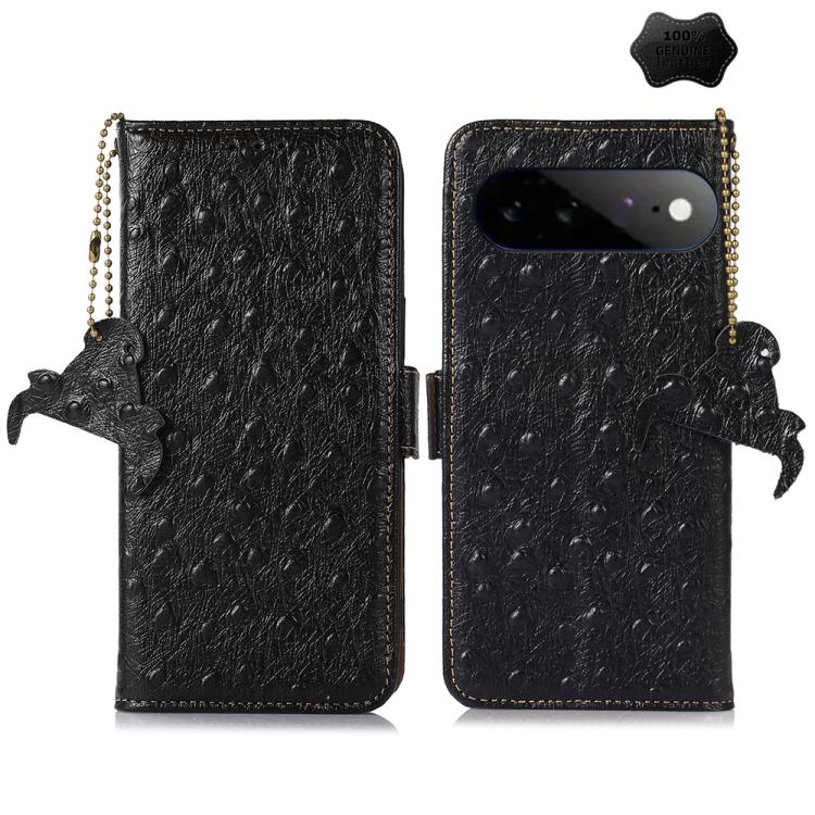 Ostrich Pattern Genuine Leather RFID Phone Case, For Google Pixel 11 Pro XL, For Google Pixel 11 / 11 Pro, For Google Pixel 10a