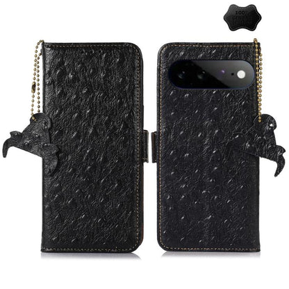 Ostrich Pattern Genuine Leather RFID Phone Case, For Google Pixel 11 Pro XL, For Google Pixel 11 / 11 Pro, For Google Pixel 10a