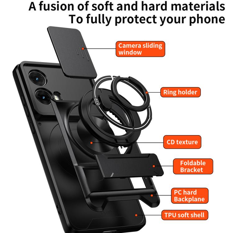 Lens Sliding Window Multifunctional Magnetic Shockproof Phone Case, For Motorola Moto G85, For Motorola Moto G24, For Motorola Moto G34 5G, For Motorola Moto G54 5G, For Motorola Edge 40 Neo 5G, For Motorola Moto G73 5G, For Motorola Moto G53 5G       ...