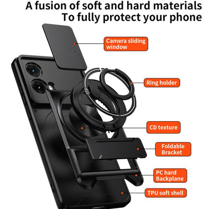 Lens Sliding Window Multifunctional Magnetic Shockproof Phone Case, For Motorola Moto G85, For Motorola Moto G24, For Motorola Moto G34 5G, For Motorola Moto G54 5G, For Motorola Edge 40 Neo 5G, For Motorola Moto G73 5G, For Motorola Moto G53 5G       ...