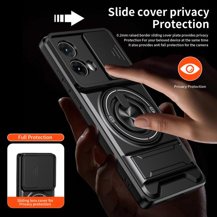 Lens Sliding Window Multifunctional Magnetic Shockproof Phone Case, For Motorola Moto G85, For Motorola Moto G24, For Motorola Moto G34 5G, For Motorola Moto G54 5G, For Motorola Edge 40 Neo 5G, For Motorola Moto G73 5G, For Motorola Moto G53 5G       ...