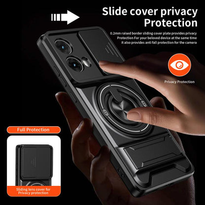 Lens Sliding Window Multifunctional Magnetic Shockproof Phone Case, For Motorola Moto G85, For Motorola Moto G24, For Motorola Moto G34 5G, For Motorola Moto G54 5G, For Motorola Edge 40 Neo 5G, For Motorola Moto G73 5G, For Motorola Moto G53 5G       ...