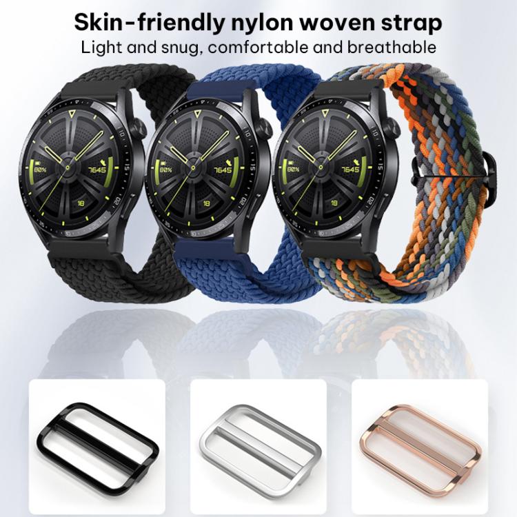 xDfind Sliding Buckle Nylon Braided Watch Band, 20mm, 22mm