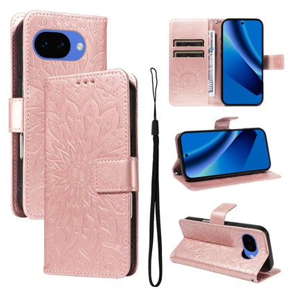 Embossed Sunflower Pattern Flip Leather Phone Case, For Google Pixel 10a