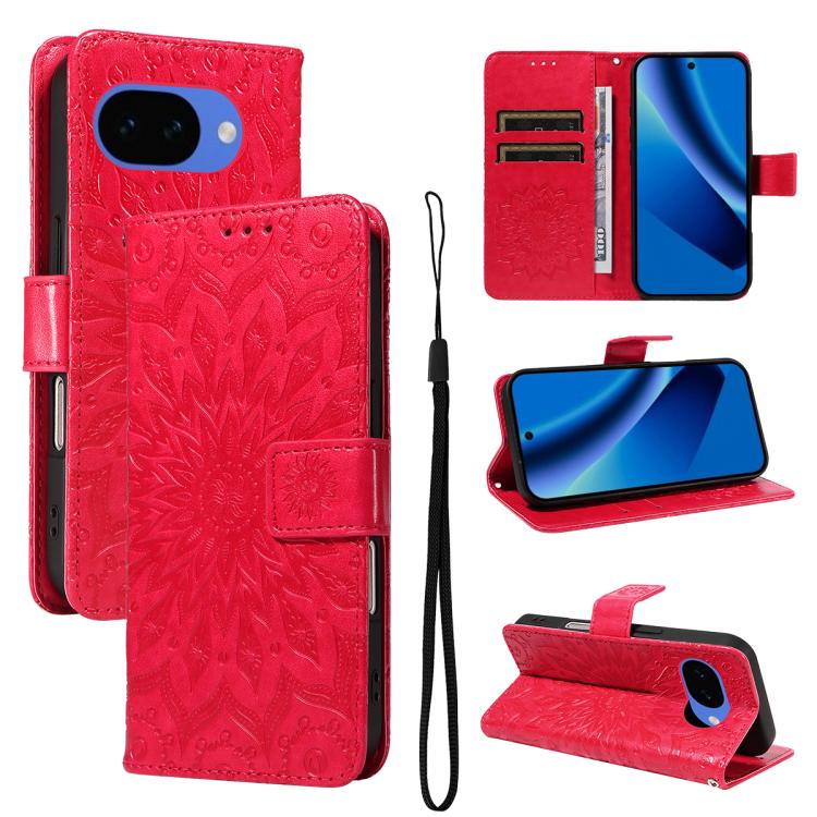 Embossed Sunflower Pattern Flip Leather Phone Case, For Google Pixel 10a