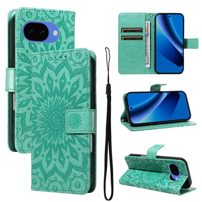Embossed Sunflower Pattern Flip Leather Phone Case, For Google Pixel 10a