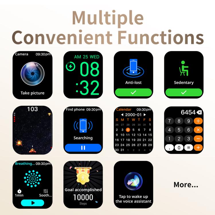 CY39 2.02 inch HD Color Screen Sports Smart Watch Supports Bluetooth Call, Health Monitoring