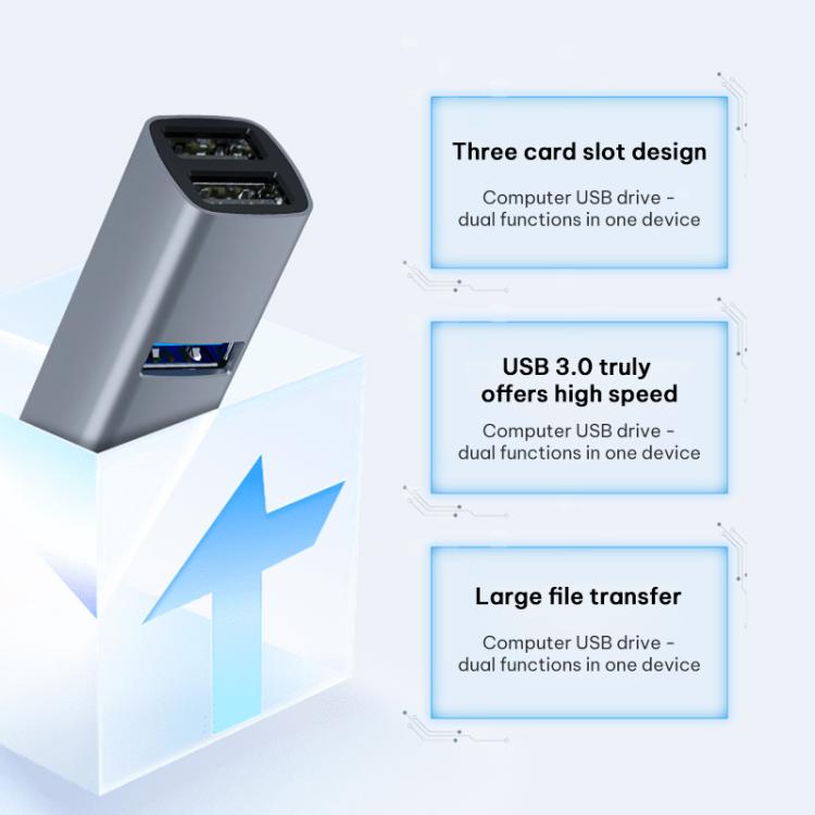 Adaptateur de station d'accueil multifonctionnel portable, USB vers USB3.0 et double USB2.0, Type-C vers USB3.0 et double USB2.0, USB vers USB3.0, double USB2.0, carte SD, TF, Type-C vers USB3.0, double USB2.0, carte SD, TF