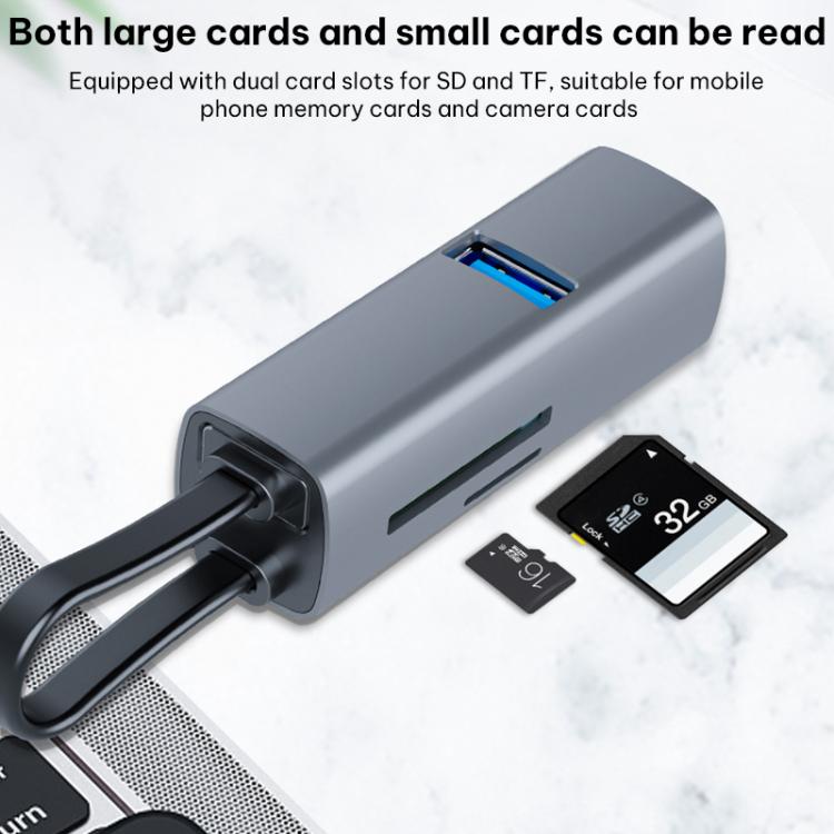 Adaptateur de station d'accueil multifonctionnel portable, USB vers USB3.0 et double USB2.0, Type-C vers USB3.0 et double USB2.0, USB vers USB3.0, double USB2.0, carte SD, TF, Type-C vers USB3.0, double USB2.0, carte SD, TF