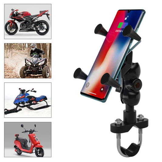 WUPP CS-1133A1 Support de téléphone portable réglable à quatre griffes en X pour moto, version à double boucle, CS-1133A1