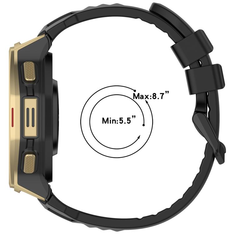 xDfind Solid Color Black Buckle Silicone Watch Band, For Amazfit T-Rex 3 Pro 44mm