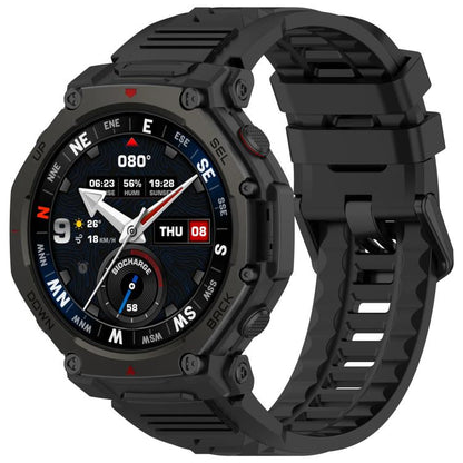 xDfind Solid Color Black Buckle Silicone Watch Band, For Amazfit T-Rex 3 Pro 48mm