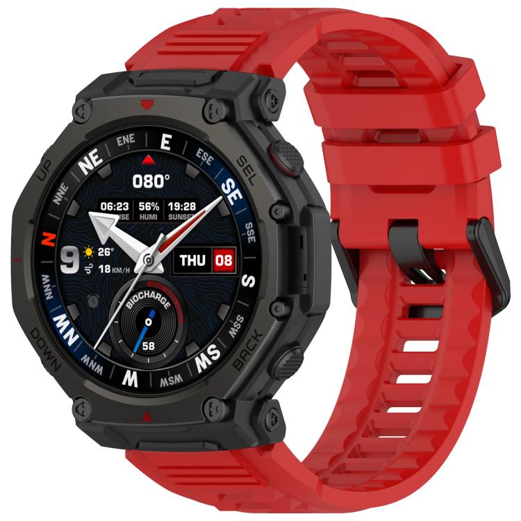 xDfind Solid Color Black Buckle Silicone Watch Band, For Amazfit T-Rex 3 Pro 48mm