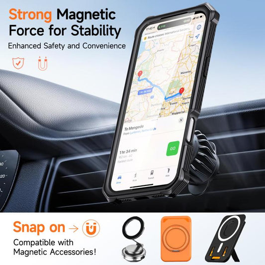 Hidden Metal Holder Magnetic Shockproof Phone Case, For iPhone 17 Pro Max, For iPhone 17 Pro, For iPhone 17, For iPhone Air, For iPhone 16 Pro Max, For iPhone 16 Pro, For iPhone 16 Plus, For iPhone 16, For iPhone 15 Pro Max, For iPhone 15 Pro          ...