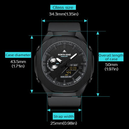 NORTH EDGE Mercury Outdoor Sports Zinc Alloy 5ATM Luminous Electronic Watch