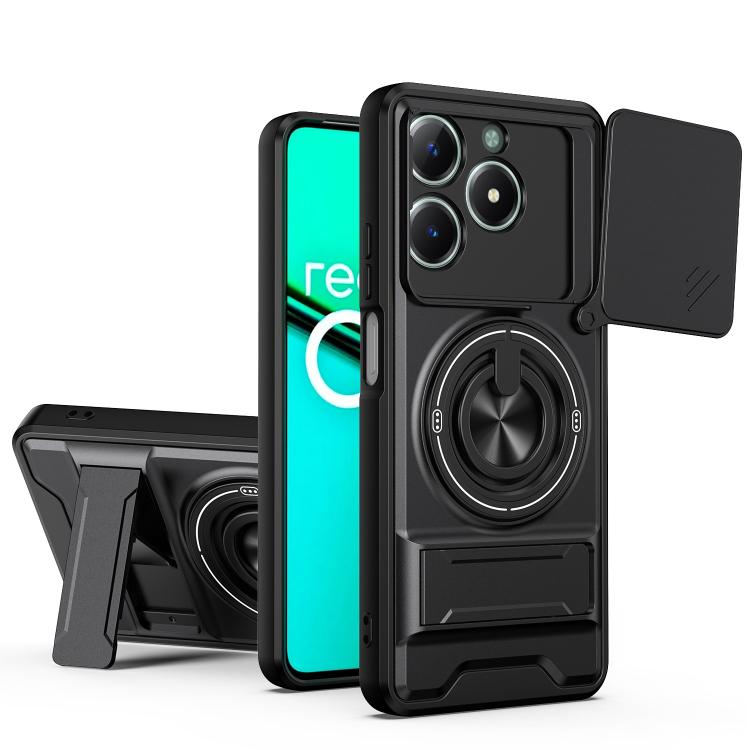 Lens Sliding Window Multifunctional Magnetic Shockproof Phone Case, For Realme 16T 5G, For Realme C61 4G Global / C63, For Realme 12 5G