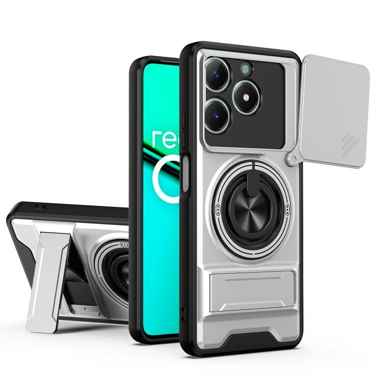 Lens Sliding Window Multifunctional Magnetic Shockproof Phone Case, For Realme 16T 5G, For Realme C61 4G Global / C63, For Realme 12 5G