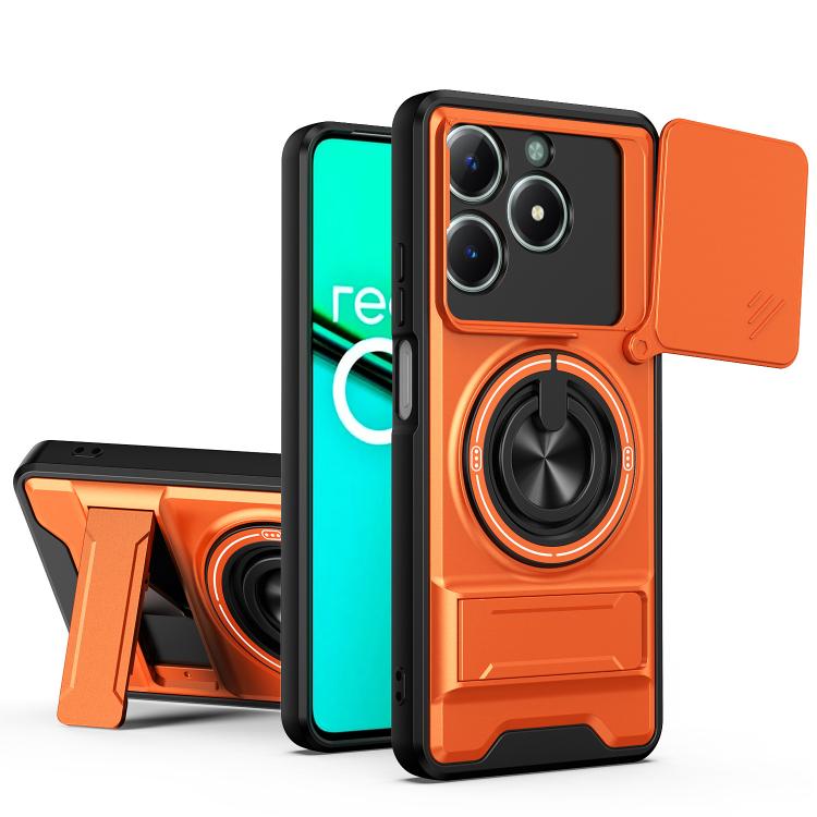 Lens Sliding Window Multifunctional Magnetic Shockproof Phone Case, For Realme 16T 5G, For Realme C61 4G Global / C63, For Realme 12 5G