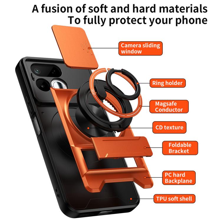Lens Sliding Window Multifunctional Magnetic Shockproof Phone Case, For Realme 16T 5G, For Realme C61 4G Global / C63, For Realme 12 5G