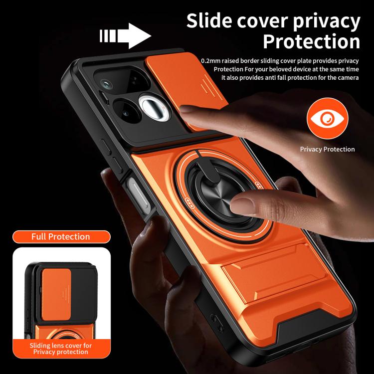 Lens Sliding Window Multifunctional Magnetic Shockproof Phone Case, For Realme 16T 5G, For Realme C61 4G Global / C63, For Realme 12 5G