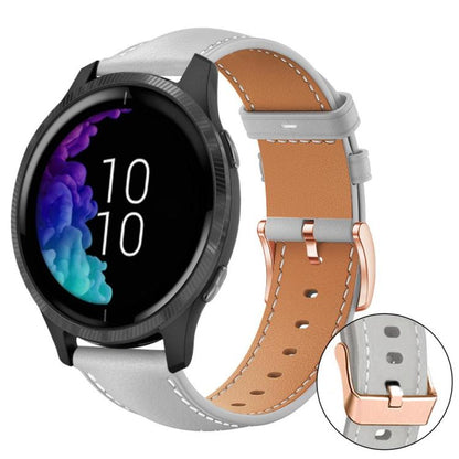 xDfind Flat Head Rose Gold Buckle Black Shark Fine Grain Vegan Leather Watch Band, 18mm, 20mm, 22mm