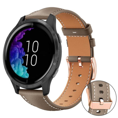 xDfind Flat Head Rose Gold Buckle Black Shark Fine Grain Vegan Leather Watch Band, 18mm, 20mm, 22mm