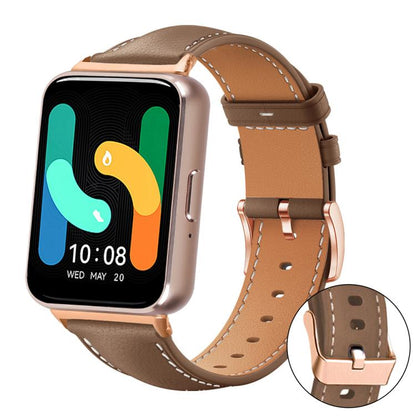 xDfind Rose Gold Buckle Black Shark Fine Grain Vegan Leather Watch Band, For Samsung Galaxy Watch7 / FE / 6 / 5 / 4, For Samsung Galaxy Fit3