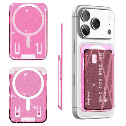 Glitter Clear Magnetic Phone Back Sticker Card Slots Bag
