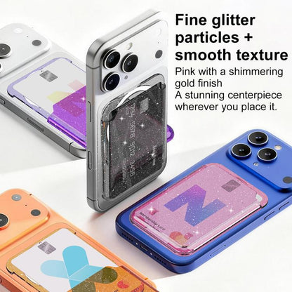 Glitter Clear Magnetic Phone Back Sticker Card Slots Bag