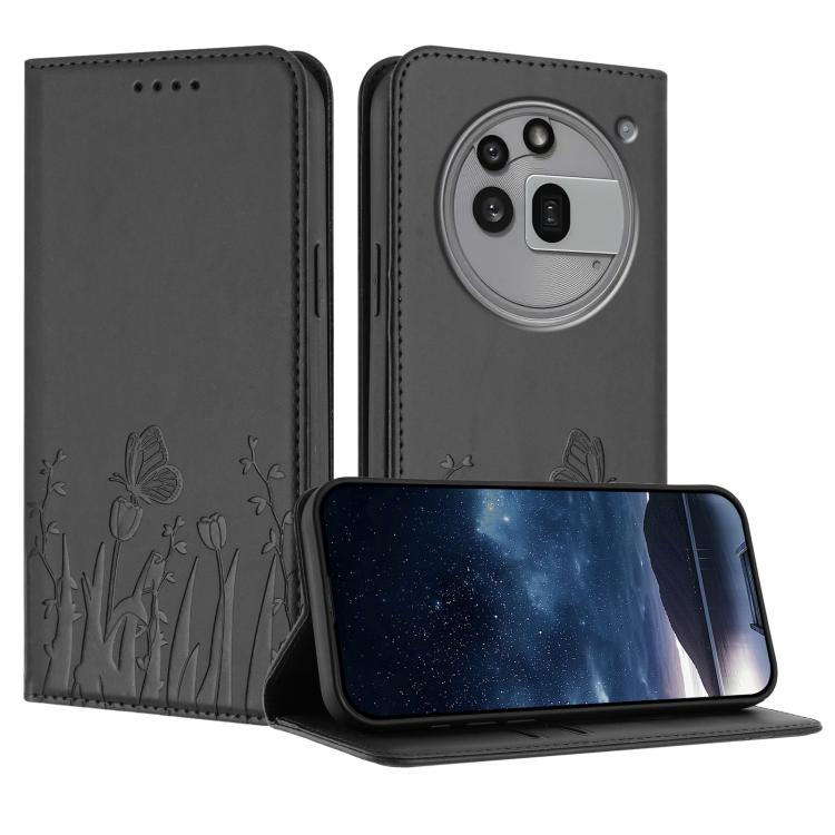 Tulips Butterfly Pattern Magnetic Vegan Leather Phone Case, For Nothing Phone 4a Pro, For Nothing Phone 4a, For Nothing CMF Phone 2 Pro, For Nothing Phone 3a, For Nothing Phone 3a Pro, For Nothing Phone 2a, For Nothing Phone 2, For Nothing Phone 1