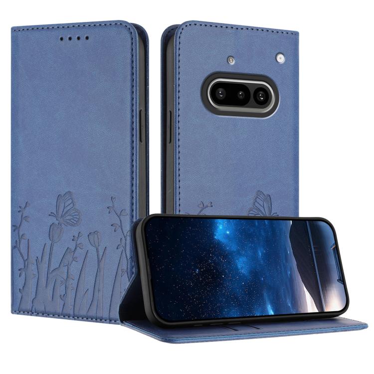 Tulips Butterfly Pattern Magnetic Vegan Leather Phone Case, For Nothing Phone 4a Pro, For Nothing Phone 4a, For Nothing CMF Phone 2 Pro, For Nothing Phone 3a, For Nothing Phone 3a Pro, For Nothing Phone 2a, For Nothing Phone 2, For Nothing Phone 1