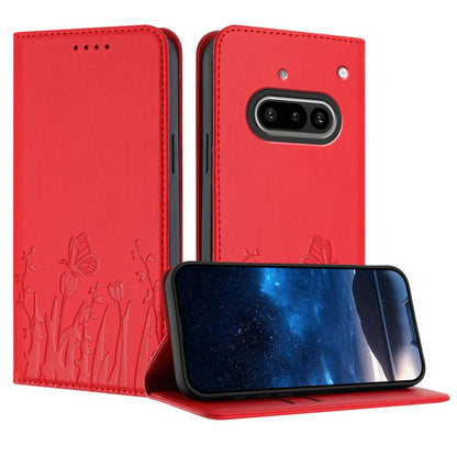 Tulips Butterfly Pattern Magnetic Vegan Leather Phone Case, For Nothing Phone 4a Pro, For Nothing Phone 4a, For Nothing CMF Phone 2 Pro, For Nothing Phone 3a, For Nothing Phone 3a Pro, For Nothing Phone 2a, For Nothing Phone 2, For Nothing Phone 1