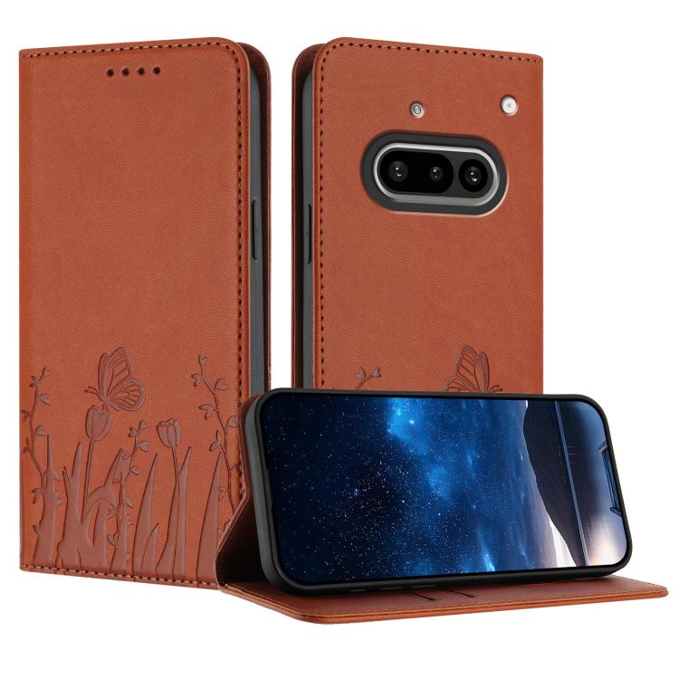 Tulips Butterfly Pattern Magnetic Vegan Leather Phone Case, For Nothing Phone 4a Pro, For Nothing Phone 4a, For Nothing CMF Phone 2 Pro, For Nothing Phone 3a, For Nothing Phone 3a Pro, For Nothing Phone 2a, For Nothing Phone 2, For Nothing Phone 1