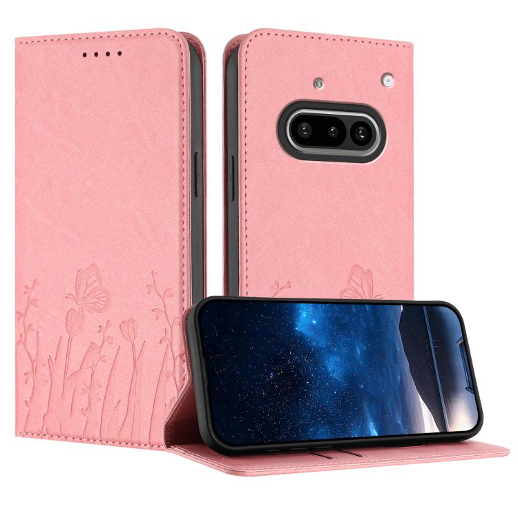 Tulips Butterfly Pattern Magnetic Vegan Leather Phone Case, For Nothing Phone 4a Pro, For Nothing Phone 4a, For Nothing CMF Phone 2 Pro, For Nothing Phone 3a, For Nothing Phone 3a Pro, For Nothing Phone 2a, For Nothing Phone 2, For Nothing Phone 1
