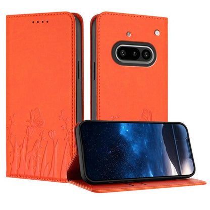 Tulips Butterfly Pattern Magnetic Vegan Leather Phone Case, For Nothing Phone 4a Pro, For Nothing Phone 4a, For Nothing CMF Phone 2 Pro, For Nothing Phone 3a, For Nothing Phone 3a Pro, For Nothing Phone 2a, For Nothing Phone 2, For Nothing Phone 1