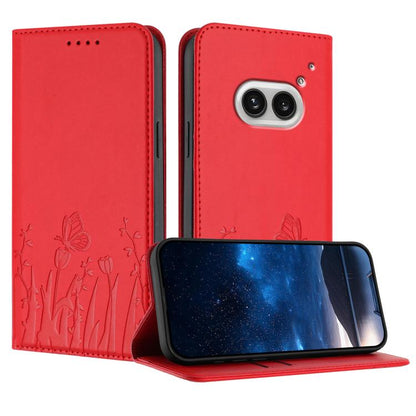 Tulips Butterfly Pattern Magnetic Vegan Leather Phone Case, For Nothing Phone 4a Pro, For Nothing Phone 4a, For Nothing CMF Phone 2 Pro, For Nothing Phone 3a, For Nothing Phone 3a Pro, For Nothing Phone 2a, For Nothing Phone 2, For Nothing Phone 1
