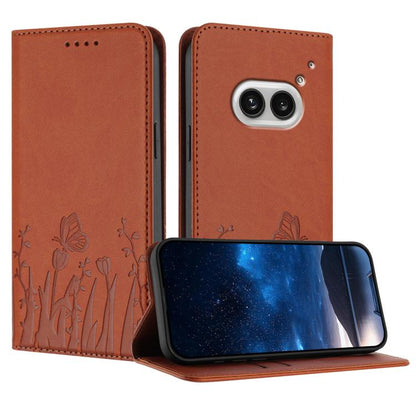 Tulips Butterfly Pattern Magnetic Vegan Leather Phone Case, For Nothing Phone 4a Pro, For Nothing Phone 4a, For Nothing CMF Phone 2 Pro, For Nothing Phone 3a, For Nothing Phone 3a Pro, For Nothing Phone 2a, For Nothing Phone 2, For Nothing Phone 1