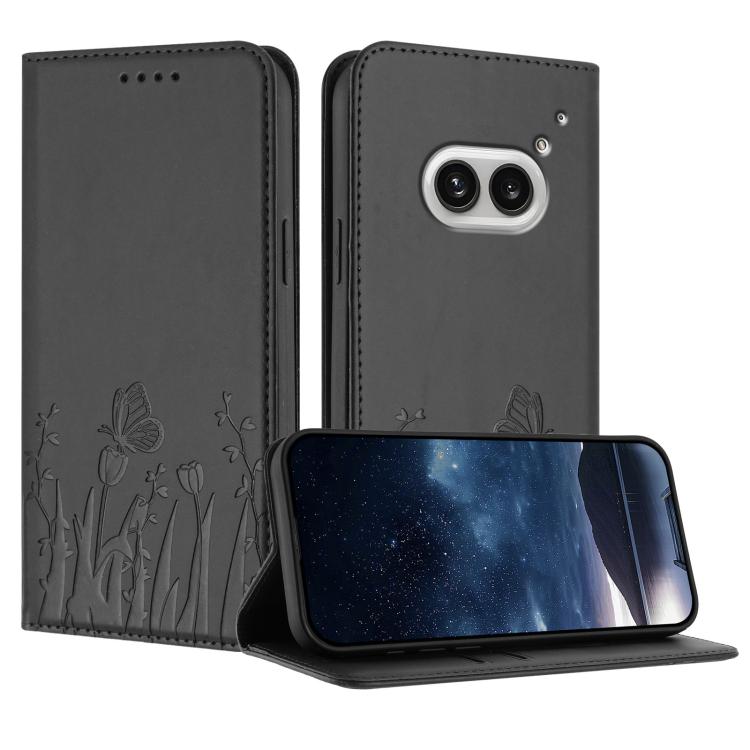 Tulips Butterfly Pattern Magnetic Vegan Leather Phone Case, For Nothing Phone 4a Pro, For Nothing Phone 4a, For Nothing CMF Phone 2 Pro, For Nothing Phone 3a, For Nothing Phone 3a Pro, For Nothing Phone 2a, For Nothing Phone 2, For Nothing Phone 1