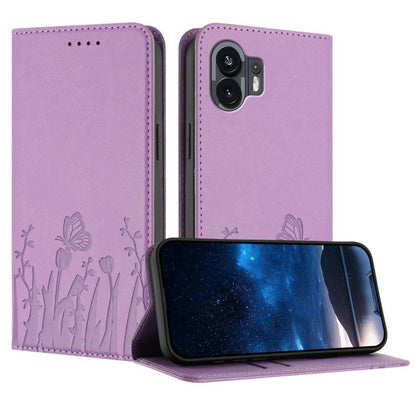 Tulips Butterfly Pattern Magnetic Vegan Leather Phone Case, For Nothing Phone 4a Pro, For Nothing Phone 4a, For Nothing CMF Phone 2 Pro, For Nothing Phone 3a, For Nothing Phone 3a Pro, For Nothing Phone 2a, For Nothing Phone 2, For Nothing Phone 1