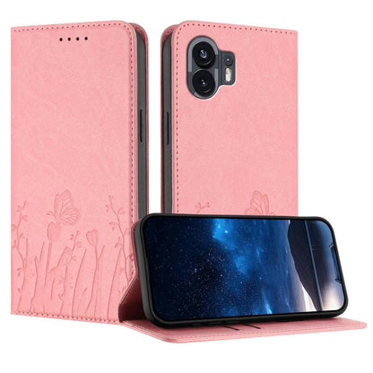 Tulips Butterfly Pattern Magnetic Vegan Leather Phone Case, For Nothing Phone 4a Pro, For Nothing Phone 4a, For Nothing CMF Phone 2 Pro, For Nothing Phone 3a, For Nothing Phone 3a Pro, For Nothing Phone 2a, For Nothing Phone 2, For Nothing Phone 1